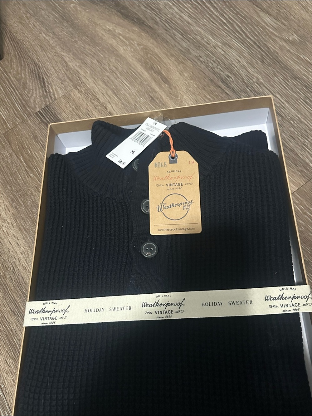 Weatherproof Men’s Black Ribbed Button-Front Cardigan